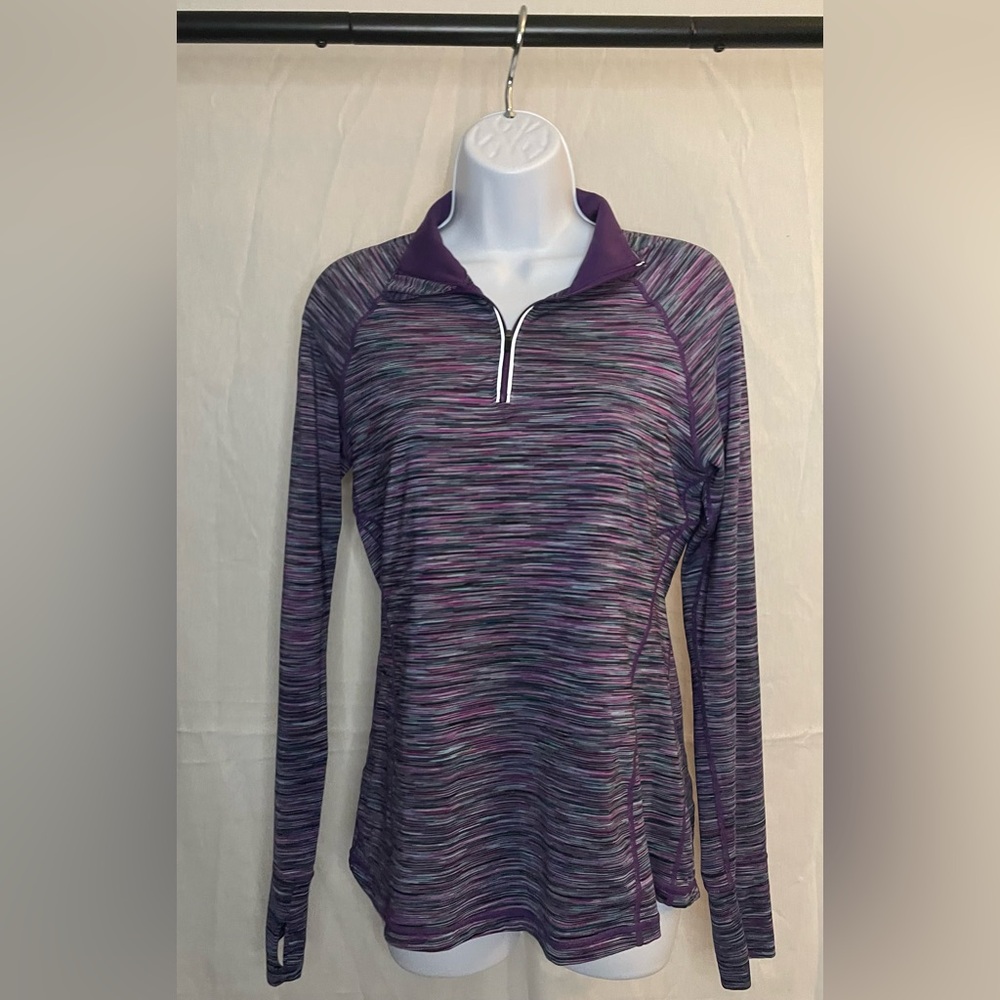 Ideology Women’s M Purple Heathered Long Sleeve Quarter Zip Up